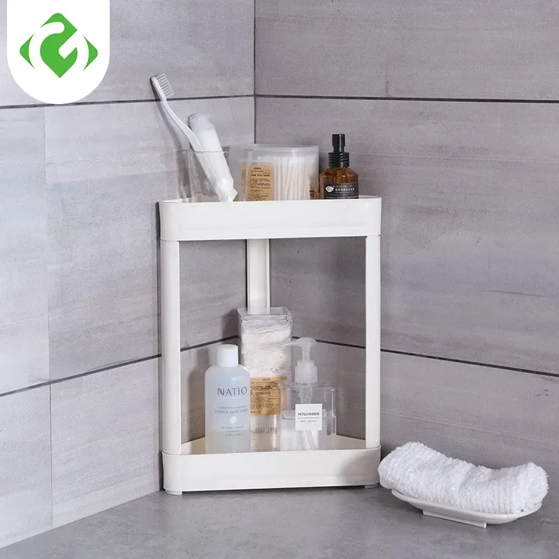 

Bathroom Storage Organization Fine Double Layer Storage rack Thickened material Small Corner Shelf White minimalist style Shelf
