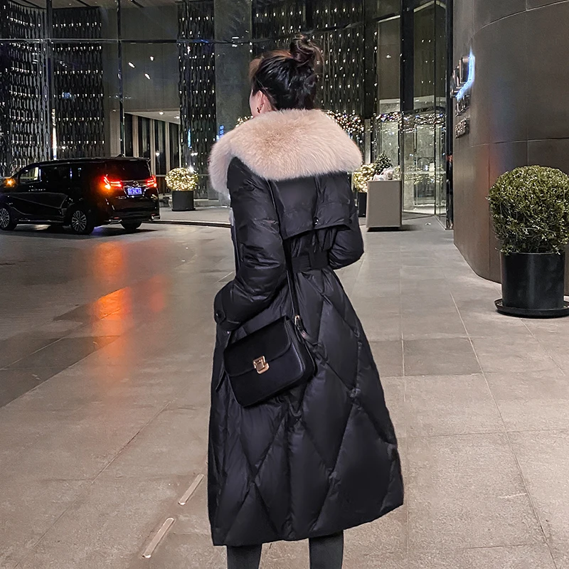 Women Winter Down Long Jacket  Luxury Fur Parka Fashion Coat Female Thicken Warm Outerwear Clothes 2023