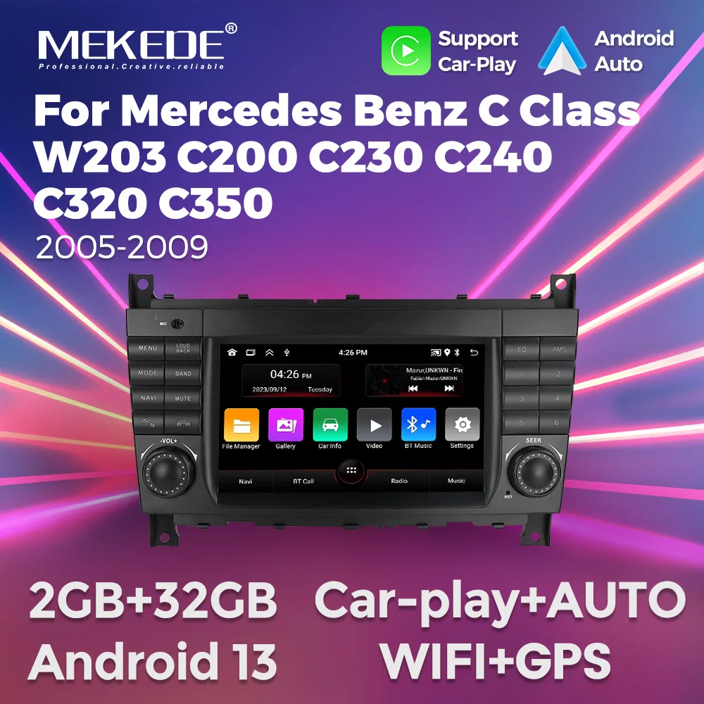 2Din Wireless CarPlay Android Auto wifi Car Radio Multimedia Player for Mercedes Benz C Class W203 C200 C180 C220 CLK240 CLK320