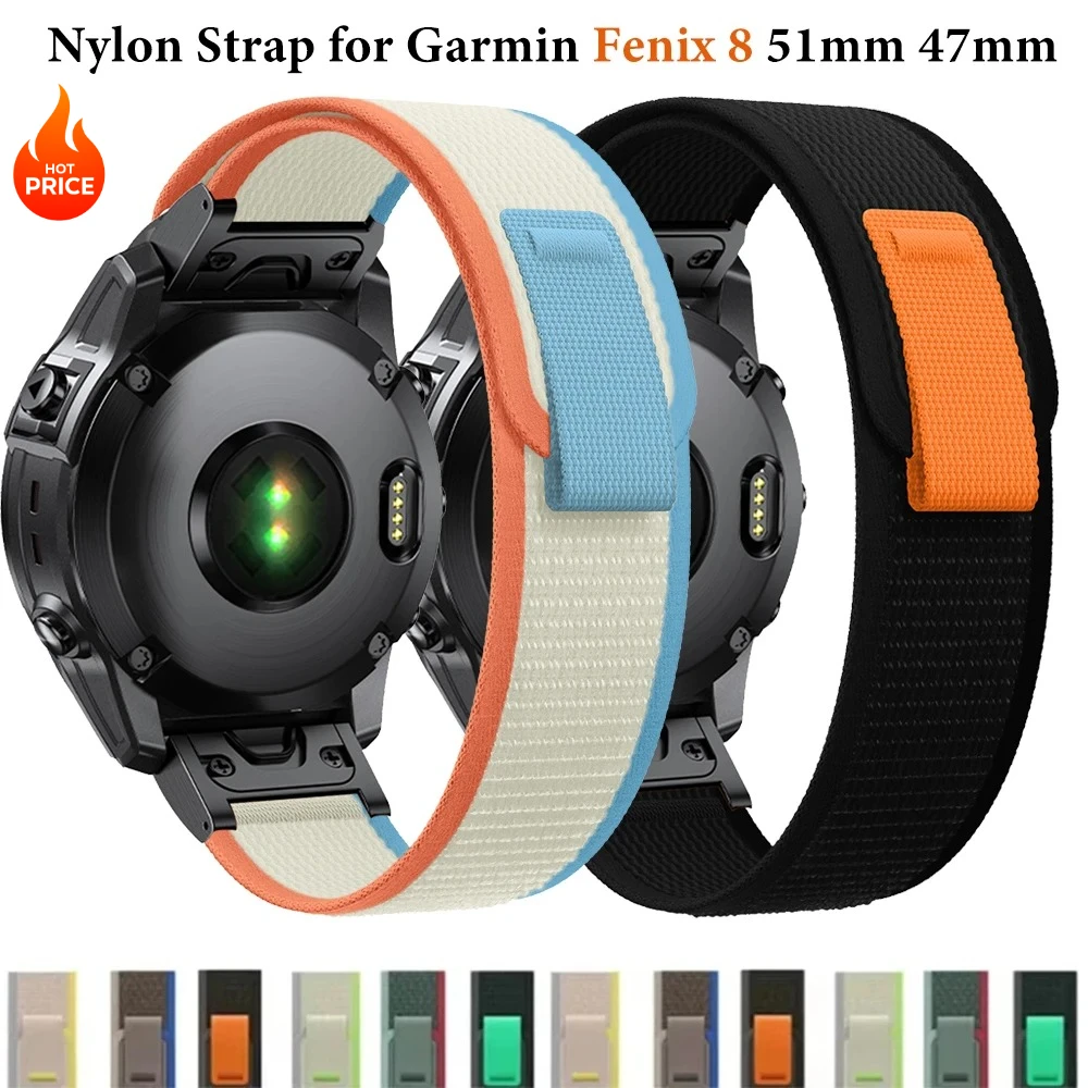 �y�Z�[�����z22mm 26mm �i�C�����X�|�[�c�X�g���b�v Garmin Fenix 8 51mm 7X 7Pro Fenix 6X 6 5X 5Plus Tactix 7 ���@�\�X�}�[�g�E�H�b�`�o���h Forerunner 965 945�Ή�