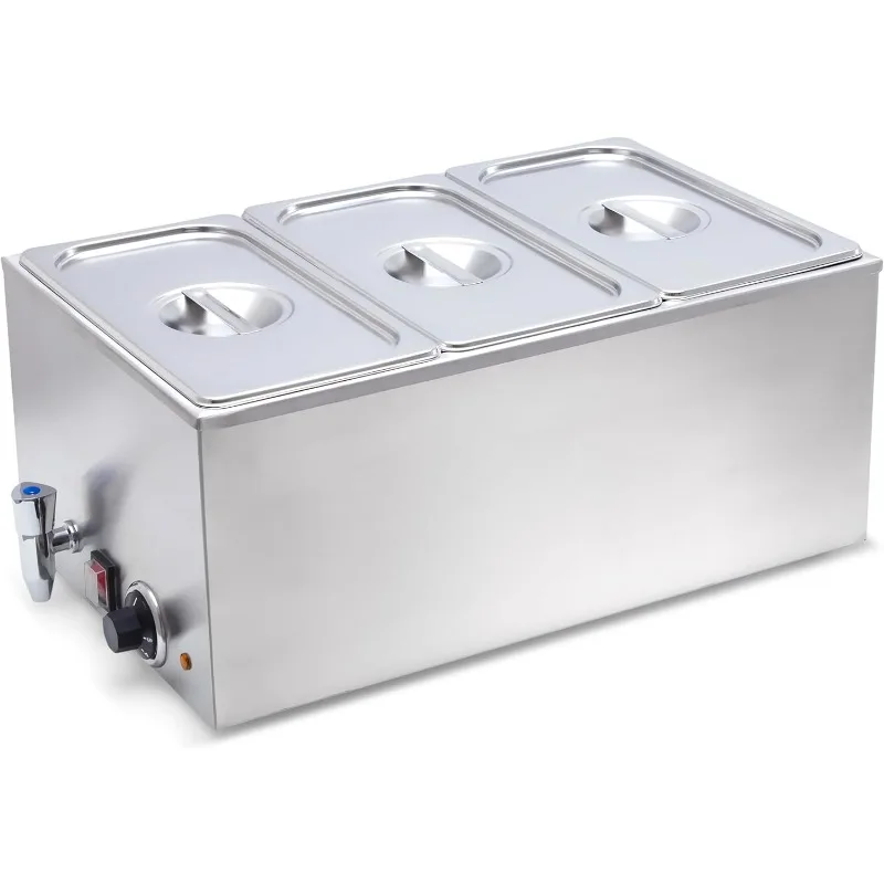 

Commercial Grade Stainless Steel Bain Marie Buffet Food Warmer Steam Table for Catering and Restaurants, Good for Buffet Servers