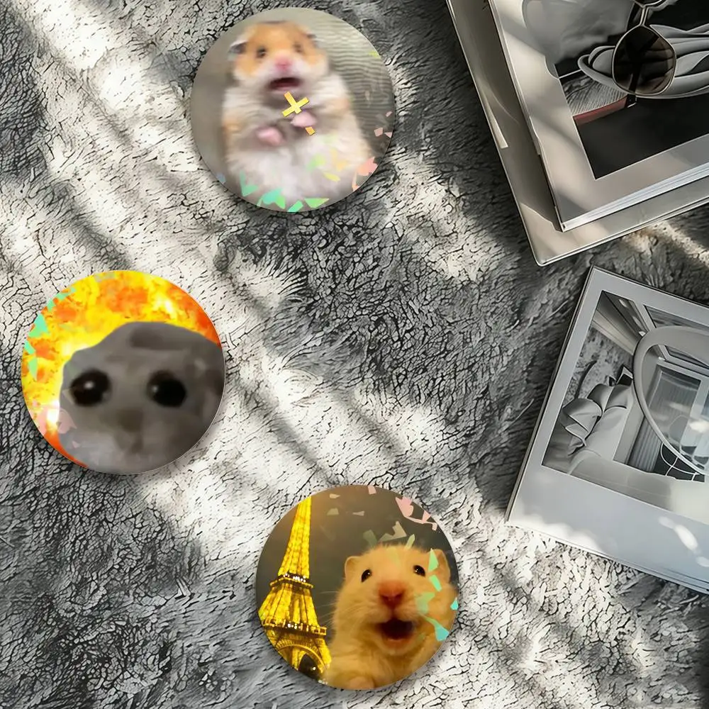 Funny Hamster meme Jesus Pyramid Laser Badge Creative Pins Brooch for Bag Clothes Hat Decor Gifts Fans Collect