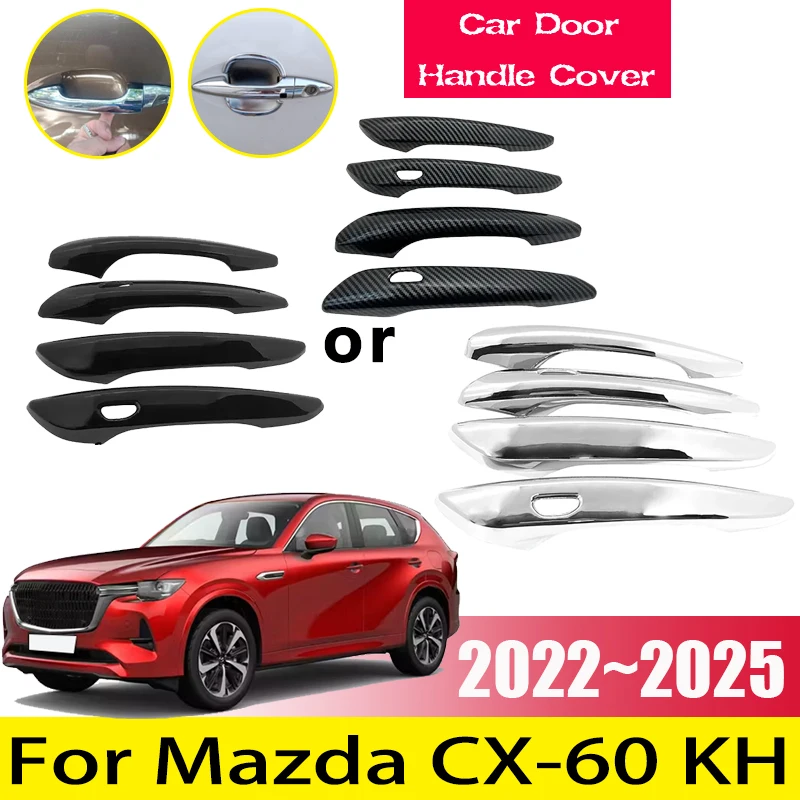 

4PCS Black Carbon Fiber Exterior Door Handle Cover For Mazda CX-60 KH Accessory 2022 2023 2024 2025 Car Accessories Auto Sticker