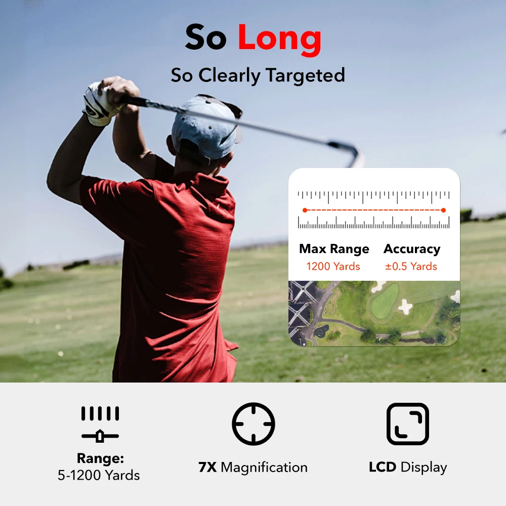 REDTIGER Golf Rangefinder with Slope 1000M 1200 Yards Laser Range Finder Golfing 7X Magnification Rechargeable Range Finders