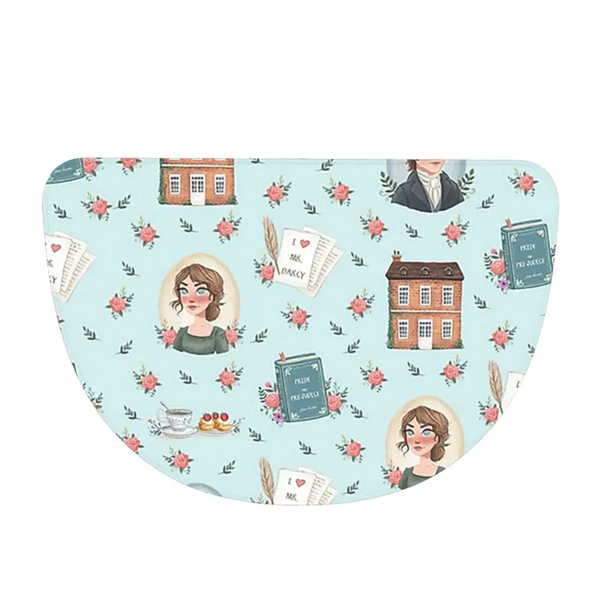 Pride And Prejudice - Jane Austen Inspiration Soft Flannel Half Round Doormat Non Slip Bathroom Mat Absorbent Floor Carpet