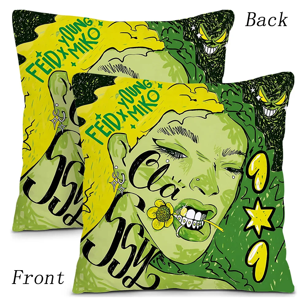 Feid Ferxxo Hot Singer Pillow Covers Cartoon Sofa Decorative Home Double-sided Printing Short Plush Cute Cushion Cover