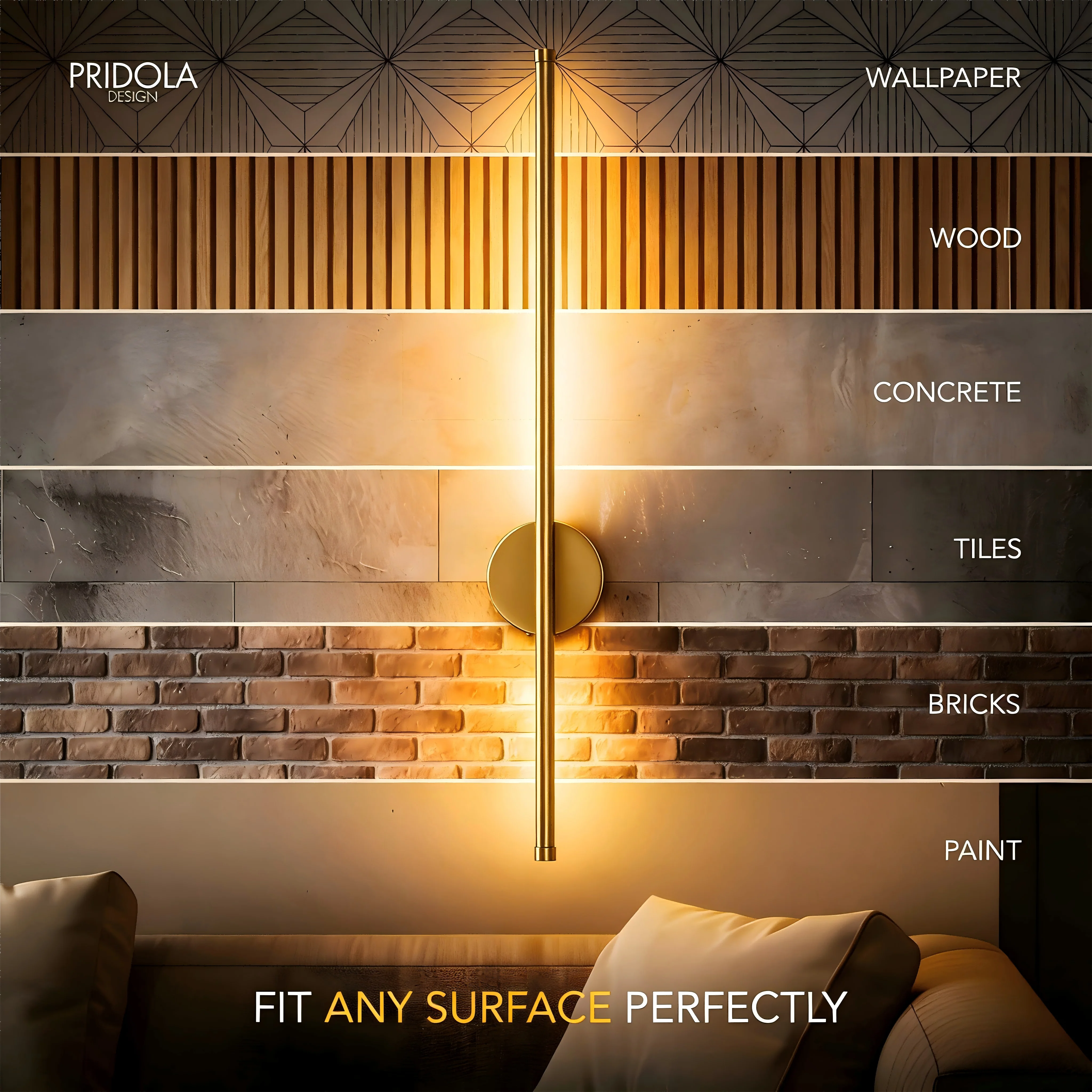 Minimalist LED Wall Light, Suitable for Any Wall, Bedroom/living Room Lighting, No Drilling Required, Wireless Remote Control, 3