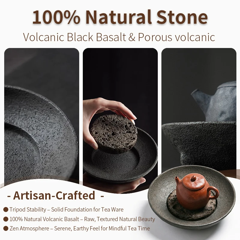 Natural Stone Tea Tray Handmade Elegant Zen Chinese Kung Fu Tea Ceremony Tea Table Home Decor Tea Set Accessory Teapot Saucer