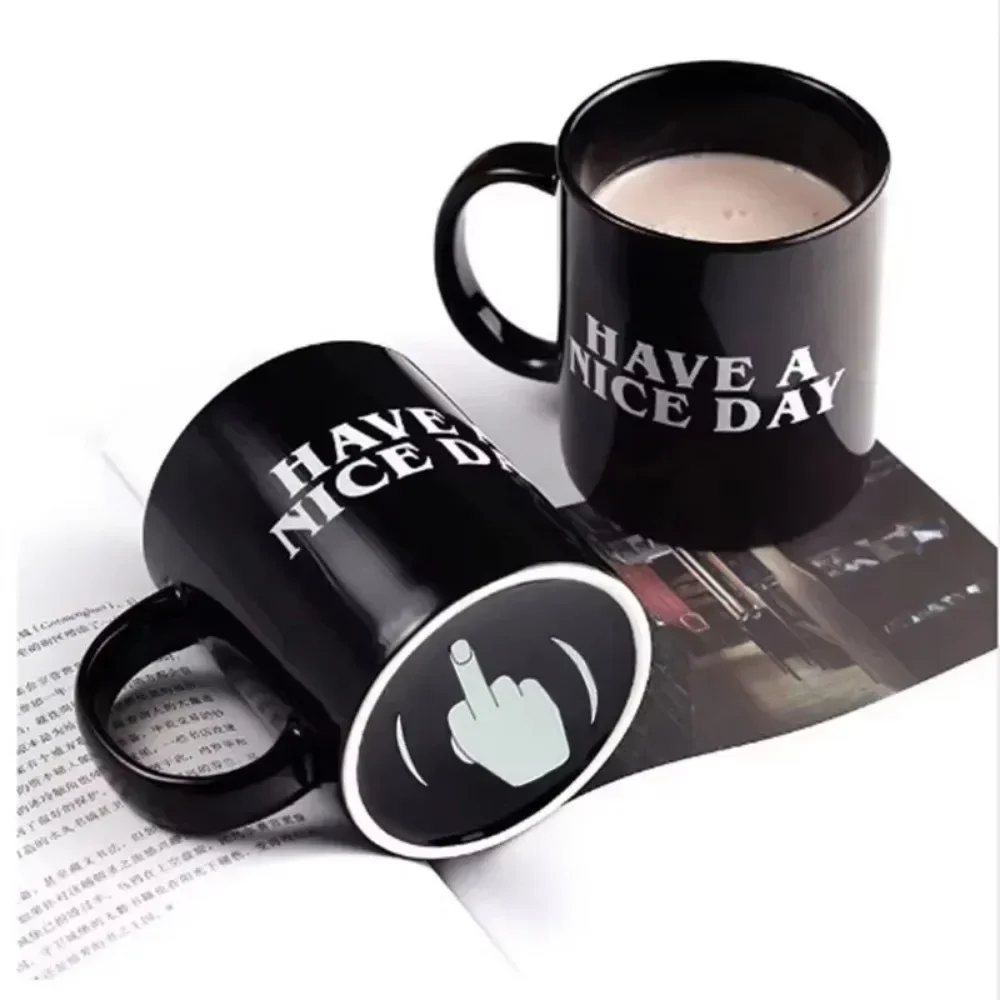 Vertical Middle Finger Cup Creative Mug Anime Films and Television Products Funny Ceramic Coffee Breakfast Cup Christmas Gift