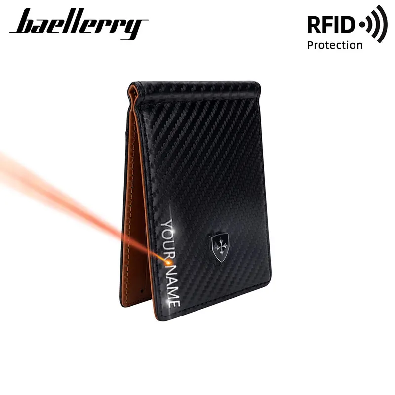 

Baellerry New Mini Slim Men RFID Wallets Free Name Engraved Classic Card Holder Male Wallet Top Quality Brand Men's Purses