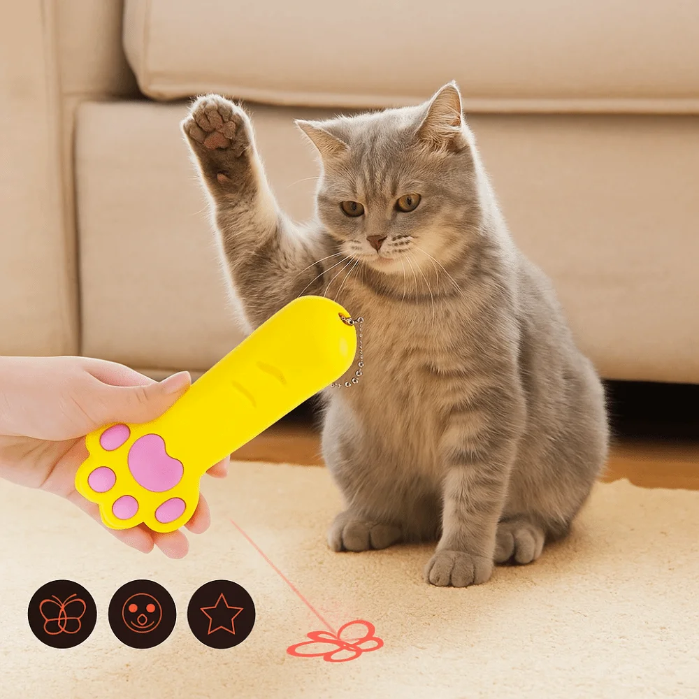 

5 Adjustable Patterns USB-Rechargeable Laser Toy LED Light Bright Animation Pet Training Laser Pointer Light Pen