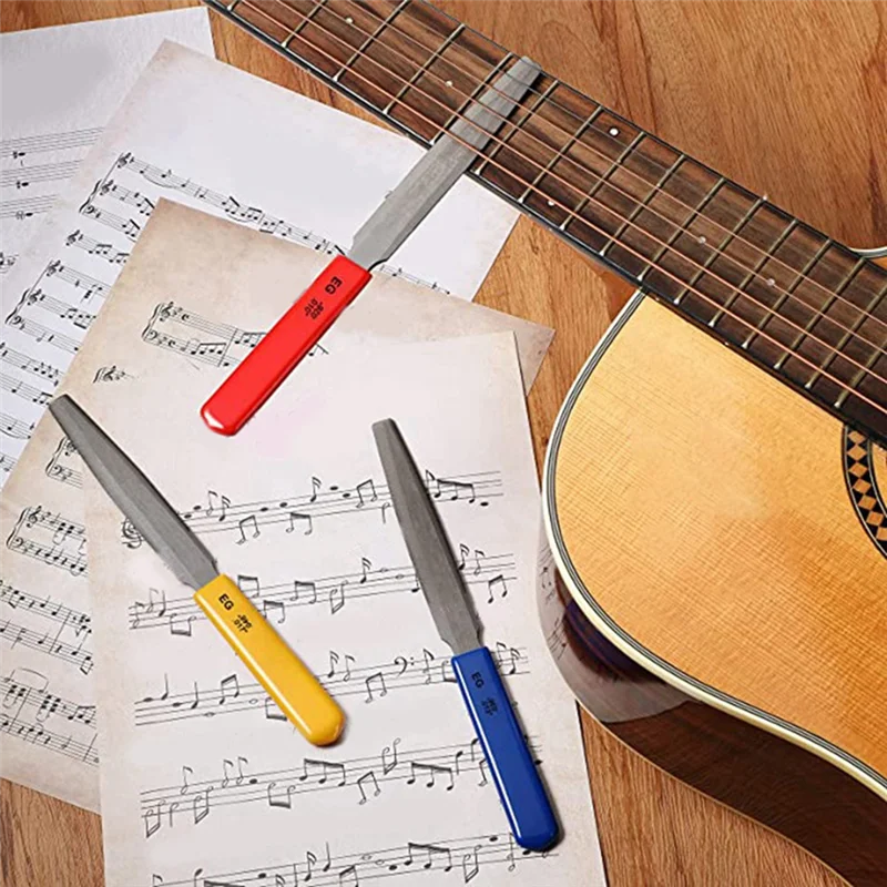 Práctico juego de 3 piezas de tuerca cónica para guitarra, tuerca ranurada, lima de alambre de doble filo, herramienta de alambre para guitarra eléctrica para bajo, 7,6 pulgadas