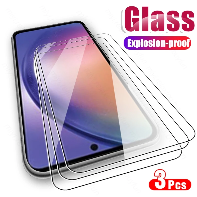 3PCS Protective Glass For Samsung Galaxy A14 A24 A34 A54 5G 2023 Sumsung A 54 34 24 14 Screen Protector Exlosion-Proof HD Film