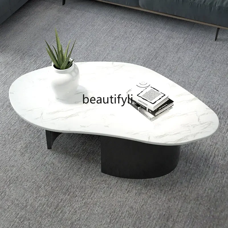 

Italian Creative Strange Shape Marble Tea Table Living Room Home Small Apartment Stone Plate Tea Table