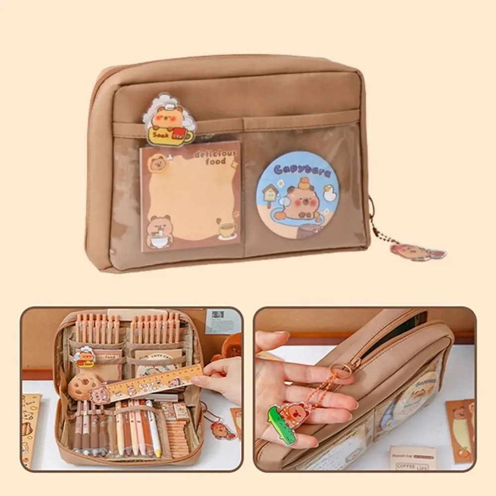 

Cartoon Capybara Stationery Set Kawaii Capybara-themed Capybara Sticky Notes Plush Doll Stuffed Clear Pencil Cases