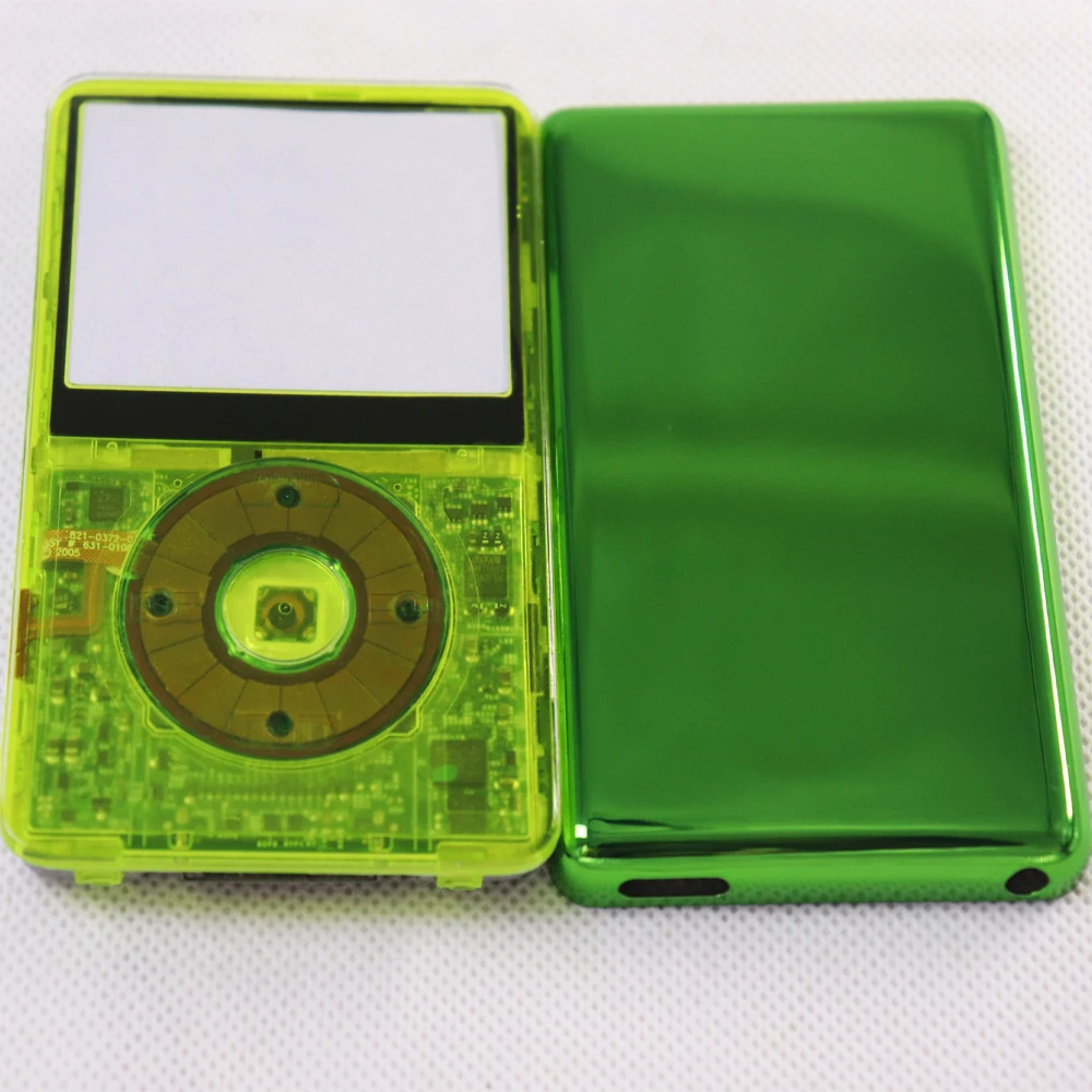 Leere Rückplatte für iPod Video 5. und 5.5. Generation, Klare Frontplatte, Gehäuseabdeckung, Clickwheel, Mittelknopf, 30GB 60GB 80GB A1136 – Detail 1