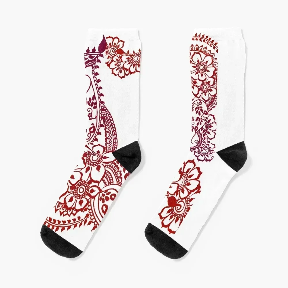 

Floral and Paisley Henna design Socks hockey with print Socks Female Men's