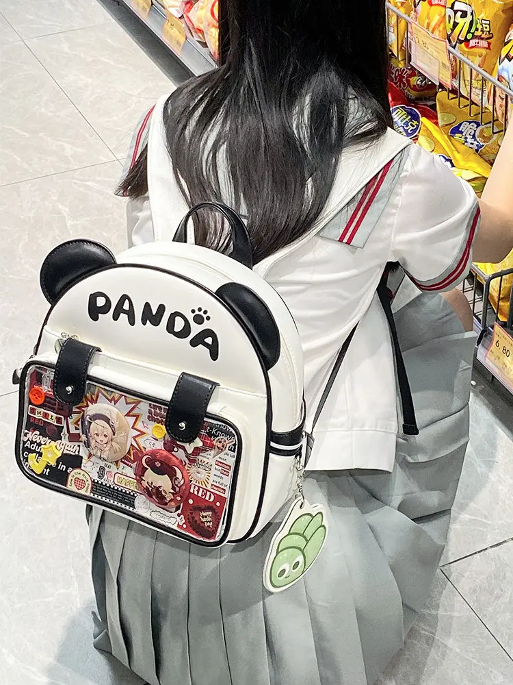 Japanese Original Card Cute Pass Panda Lta Bag Daily Versatile College Girl Jk Double Shoulder Student Schoolbag for Women