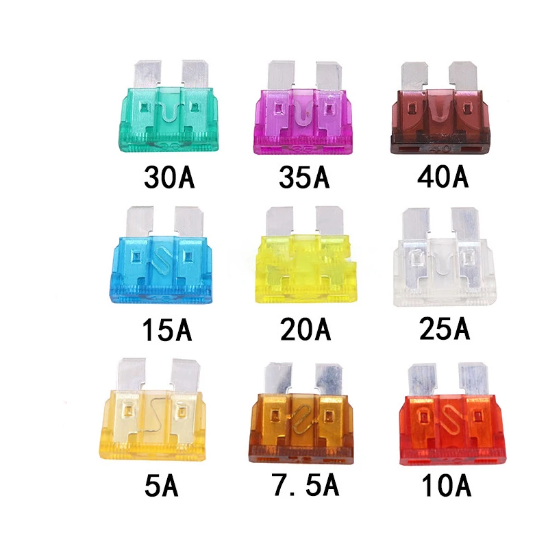 100 szt. Mixed bezpiecznik samochodowy Micro/Small/mid bezpieczniki płaskie 3A 7.5A 10A 15A zestaw automatyczny bezpiecznik do typ ostrza samochodów ciężarowych
