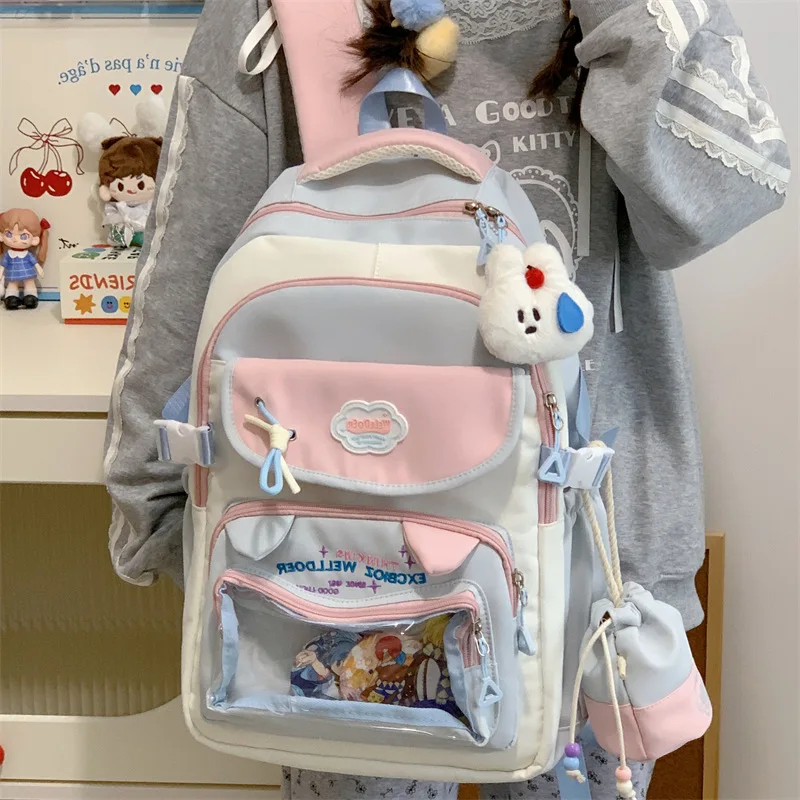 Contrast color desihngirls backpack Good lookingandlargecapacityschool backpack for girls Pain bag tote bagforwomenAgiftforagirl