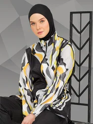 3 pezzi estate burkini donne costumi da bagno musulmani abbigliamento da spiaggia protezione solare tute da sub (top + pantaloni + hijab + reggiseno)