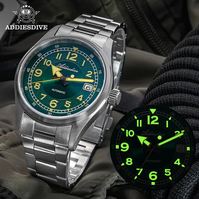 Addiesdive neue 39mm Gehäuse automatische mechanische Uhr Saphirglas 200m Herren Taucher uhren reloj hombre leuchtende ad2055 Armbanduhr