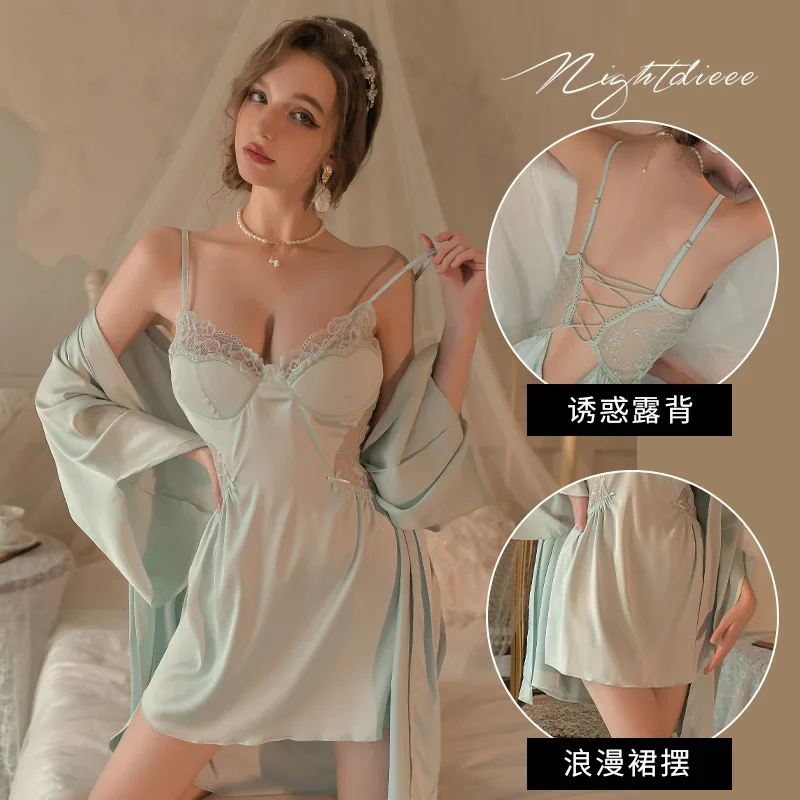 

New Palace Style Silky and Elegant Waist Wrapping for Slim Women's Pendant Large A-hem Hanging Strap Home Sleeping Dress