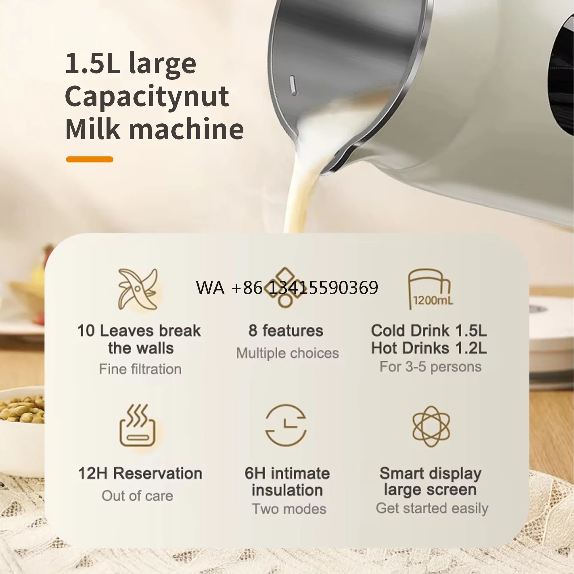 

Factory GDOR Keep Warm Nut Milk Maker 50oz/1500ML Soybean Milk Maker with Auto Clean