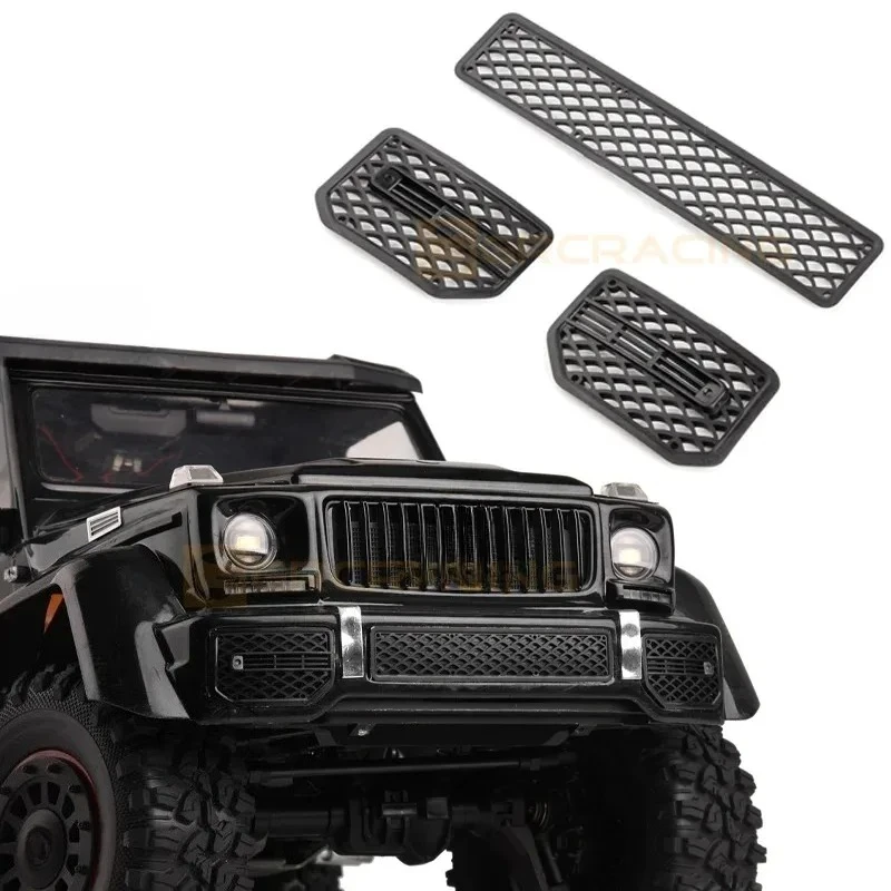 1 Set Simulatie Metalen Voorbumper Grille voor 1/10 RC Crawler Auto Traxxas TRX4/6 G500 G63 Accessoires