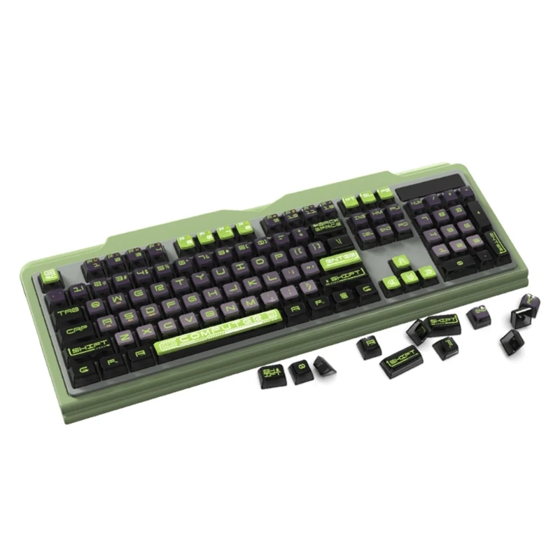 Alleen Keycap, Grijs Groen PBT Puddingen Doorschijnende Keycap 116PCS ASA Profiel Dikker Keycaps voor 61/62/68/71/81/84/87