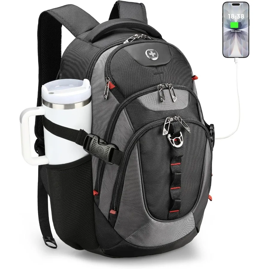 Swissdigital Design Laptop-Rucksack mit USB-Ladeanschluss, Reiserucksack, passend für 15,6-Zoll-Computer, 31 l College-Schulrucksack