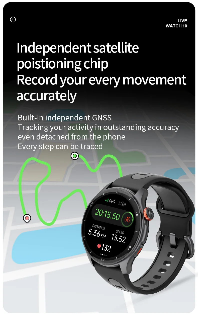 iGPSPORT LW10 1,43 Zoll AMOLED-Bildschirm Herzfrequenzüberwachung Bluetooth Anruf GPS Sport Fitness Blutsauerstoff zum Laufen Radfahren – Detail 12