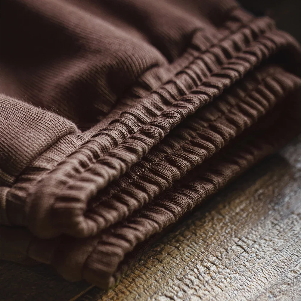 Pantaloni sportivi Maden retrò marroni doppi pieghe Pantaloni casual larghi dritti in vita elastica per pantaloni autunnali e invernali da uomo