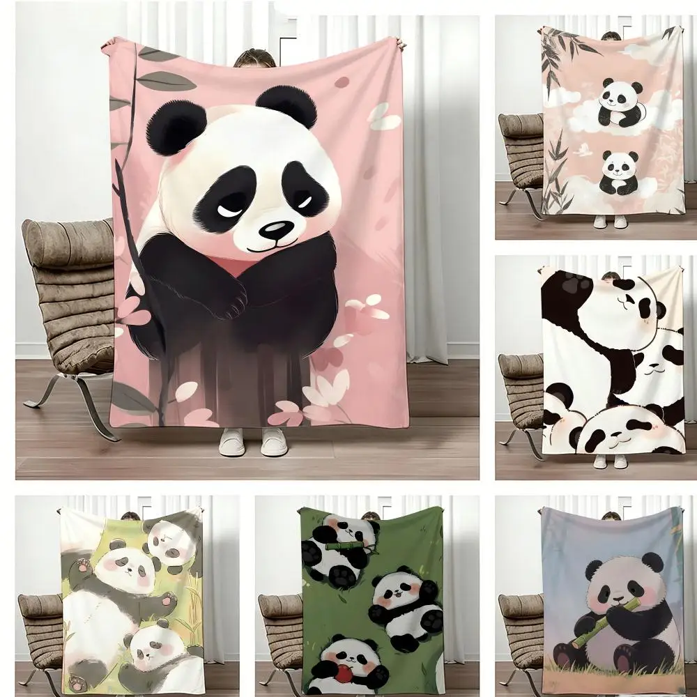 Cute Cartoon Calming Anima Giant Panda Throw Lightweight  Flannel Blanket Soft Skin-friendly for Summer Cooling