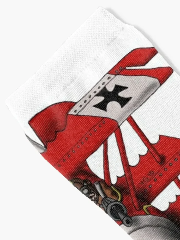 Red Baron airplane funny cartoon Socks winter gifts colored Socks Men Women's