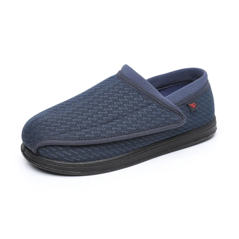 Wide Toe Fish Mouth Breathable Canvas Shoes with Adjustable Strap for Diabetic Foot, Edema and Deformed Feet - Comfortable Casua