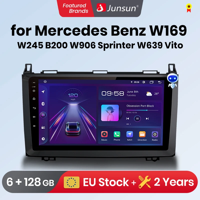 Junsun Car Radio wireless CarPlay Android Auto For Mercedes Benz W169 W245 B200 W906 Sprinter W639 Vito No 2 din 2din DVD