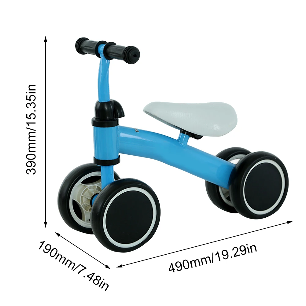 Bicicleta de equilibrio para bebés, bicicleta de equilibrio para niños pequeños, asiento ergonómico, andador de aprendizaje para bebés, 4 ruedas, sin pedales, para niños de 1 a 3 años