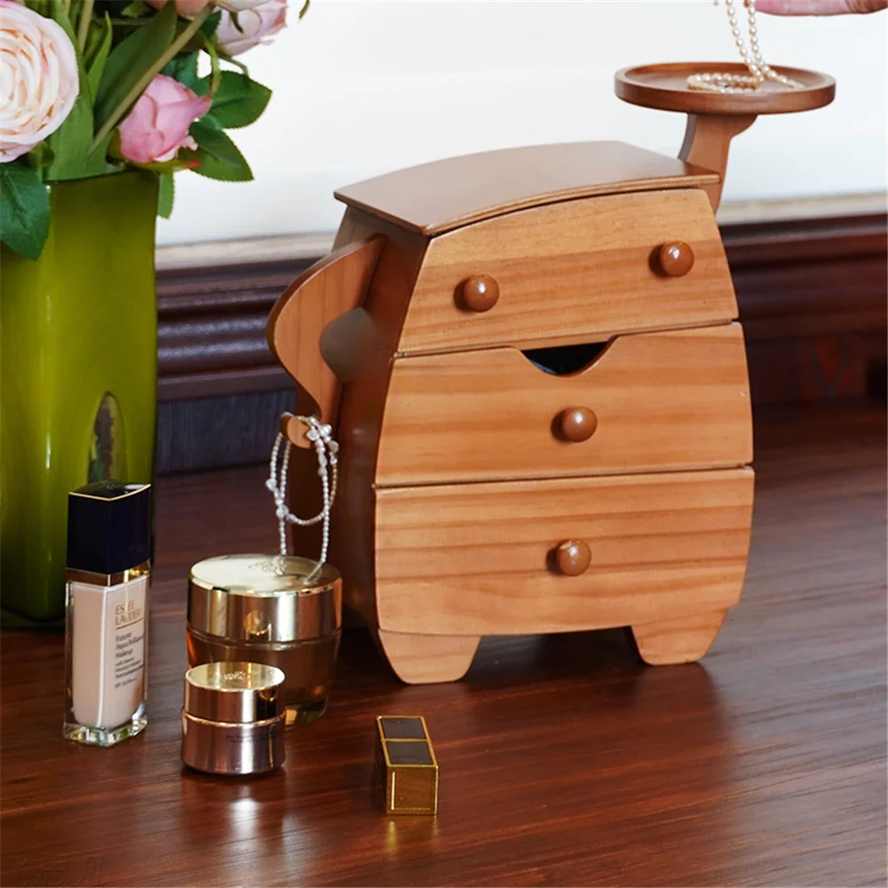 Cute Hands on Hips Wood Jewelry Storage Organizer Mini Cabinet Box for Keys Sundries Woman Gift