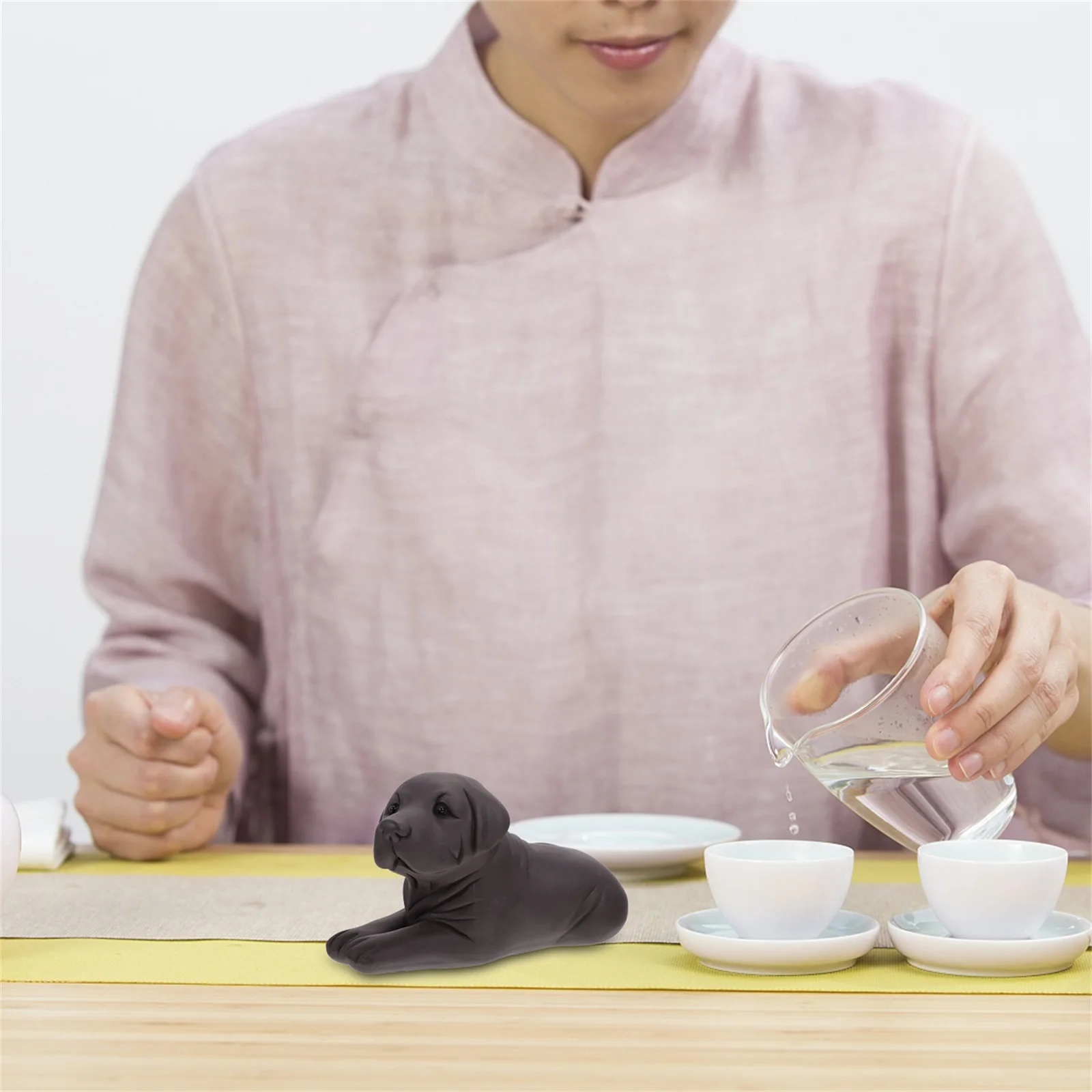 

1Pcs Tea Pet Puppy Adornment Purple Sand Material Creative Desktop Dog Ornament Vivid Labrador Puppy Decor Home Office