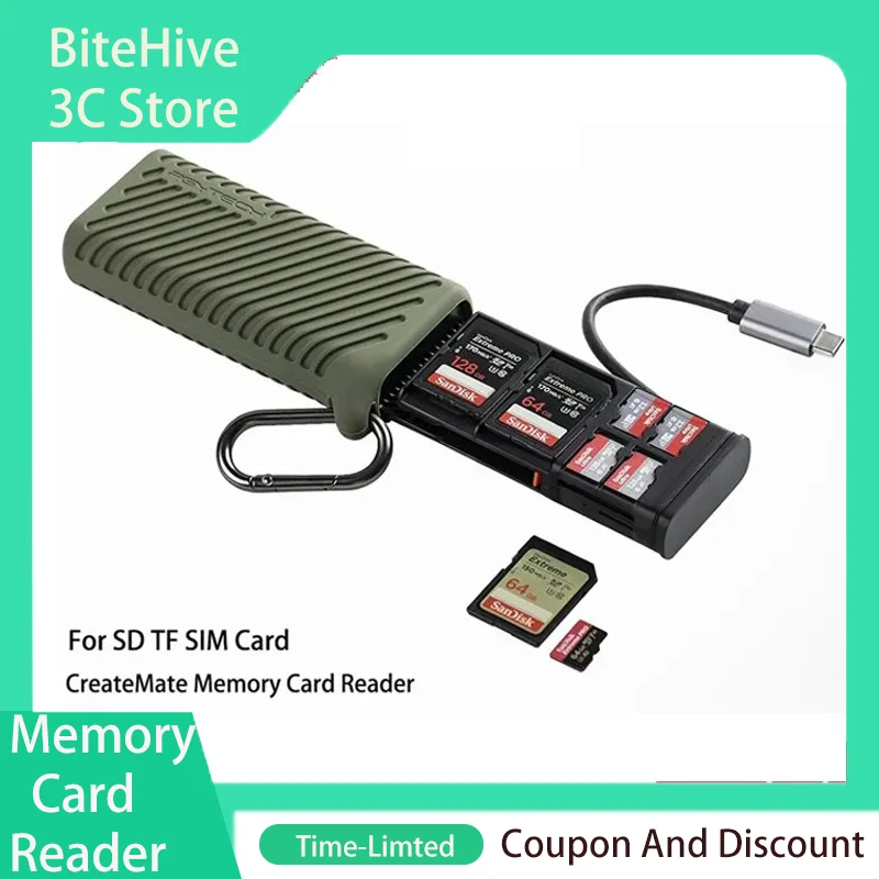 PGYTECH P-GM-163 High-Speed Memory Card Reader 312MB/s IP54 USB 3.1 Type-C Adapter SD/TF Dual-Slot Data Transfer Reader Tool