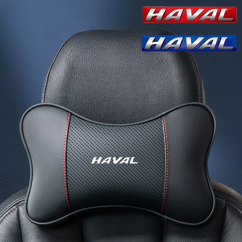1PCS Auto Sitz Kopfstütze Auto Logo Neck Kissen Für Haval F7x H6 2023 Jolion Joico Jollein F7 nette auto zubehör innen