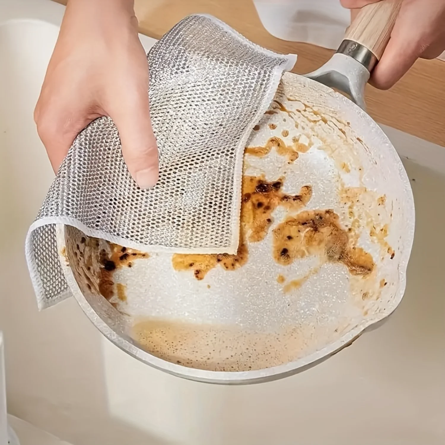 Stainless Steel Scrubber, Non-Stick Mesh Dish Cloth, Modern Cleaning Pads, Stove & Pot Scrubbing Wipes, Hood Sink Cleaner, Gre