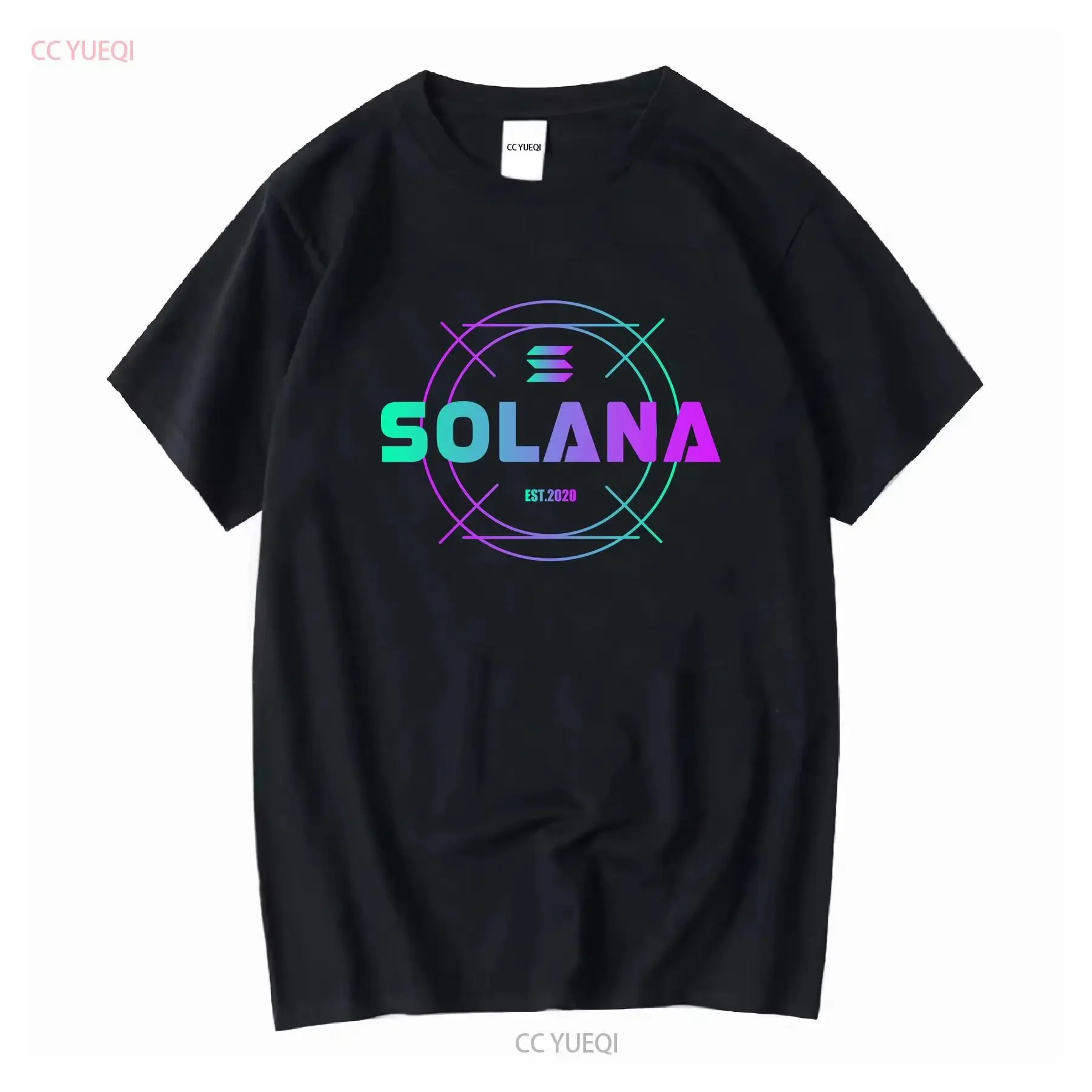 تي شيرت Solana Coin Crypto Cryptocurrency تي شيرت Blockchain SOL عتيق مغسول ملابس الشارع الشهير مصمم ملابس عصرية ممتدة