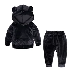 Newborn Fashion Girls Boys Clothing Sets Spring Autumn Hoodie Jackets +Pants Costume Pleuche Sportswear Children Clothes Outfits