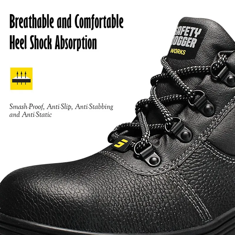 Labor Protection Safety Protection Shoes Smash-Proof Stab-Proof Static-Proof Non-slip Comfortable Leather Shoe Upper Breathable