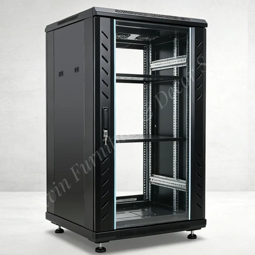 Compact 22U 19 Inch Network Cabinet 600x600mm Cold-rolled Steel IP20 Protection Stock for Branch Office Networking System Office