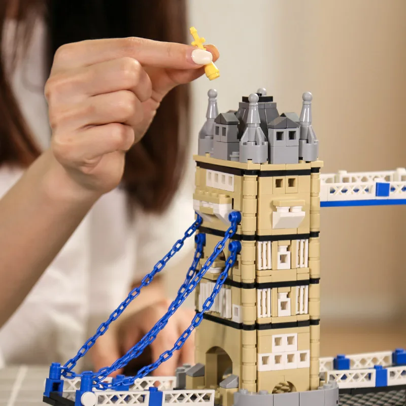 Creatieve Groot-Brittannië Bouwsteen Engeland London Tower Bridge Bouwmodel Baksteen Historische Architectuur Educatief Speelgoed