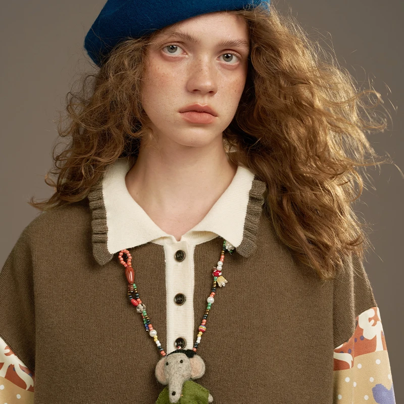 ELFSACK 2025 automne nouveautés décontracté Y2K Style campagnard Patchwork manches col à volants robe pour femme