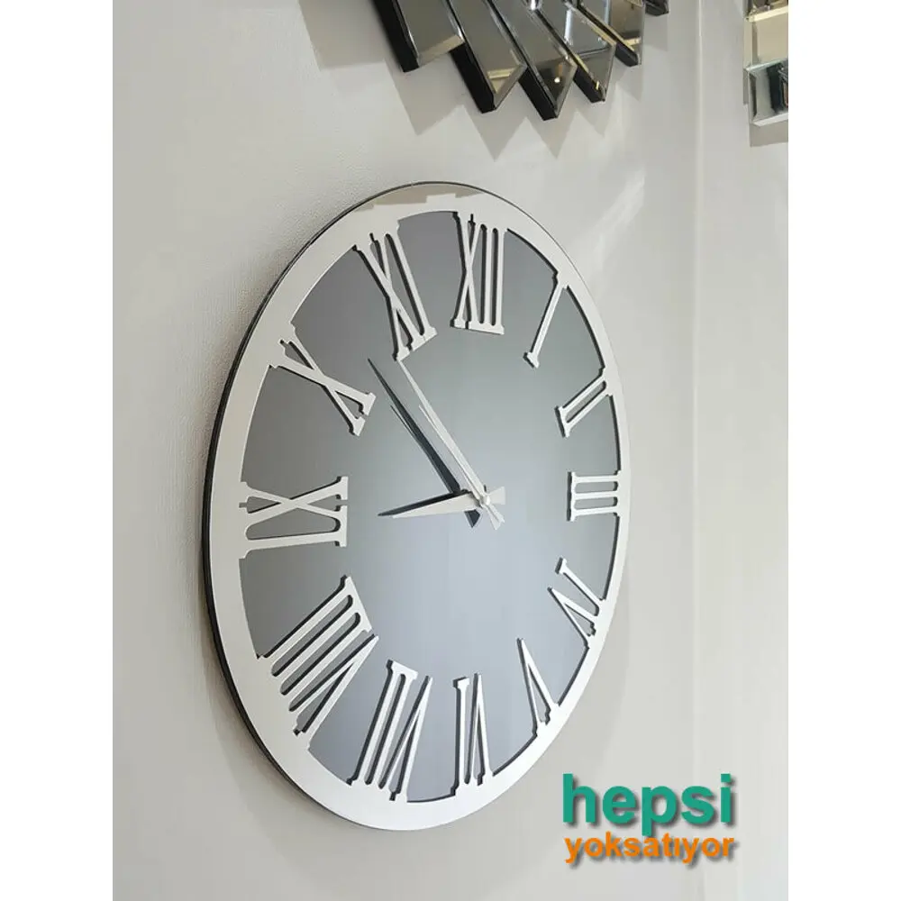 Silver Jet Smoked Silver Smoked 50 CM Decorative Mirrored Wall Clock